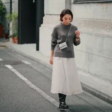 mila owen 샤기 니트 볼륨 스커트 세트 0