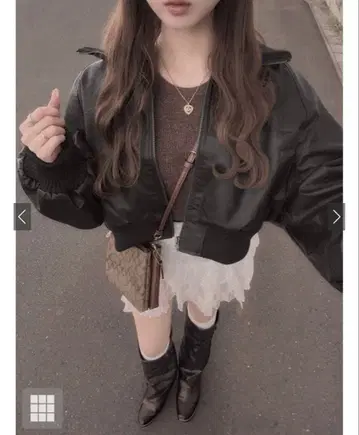 가죽 봄버 자켓 블랙