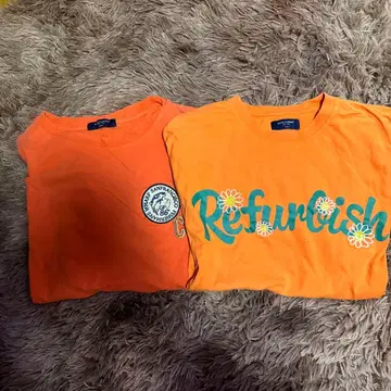 백 넘버 오렌지 티셔츠 2개 세트 M/S