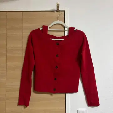 DRESSLAVE 빨간색 버튼 니트 38