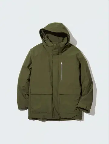 UNIQLO 하이브리드 다운 후드티 카키 M