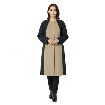 이탈리아제 닥스 DAKS 바이컬러 노카라 코트 38 M