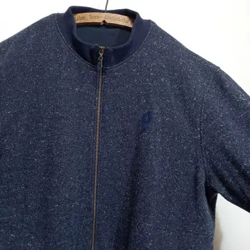 파파스 안감 플리스 아플리케 자수 맨투맨 바시티 자켓 50 L 블루종