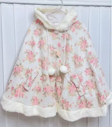 택 포함 새상품 리즈리사 꽃무늬 리본 판초 코트 히메갸루