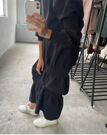 &her 앤드허 비대칭 니트 스커트