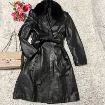 LORITTI 로리띠 램 가죽 롱 코트 퍼 블랙 양가죽