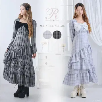 DearMyLoveRose 빅 리본 아지메 프릴 티어 원피스