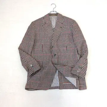 체크 무늬 테일러드 자켓 브라운 계열 백 오픈 남성용