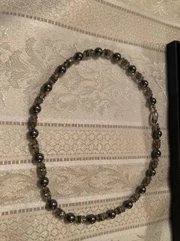 그레이 펄 크리스탈 목걸이 약 50cm