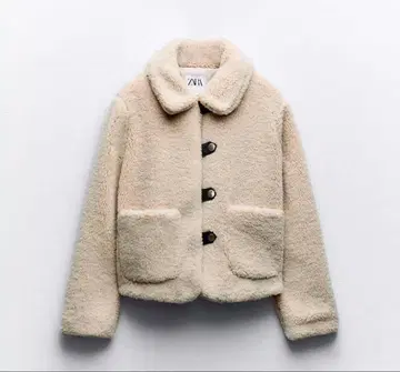 ZARA 보아 자켓 크림색
