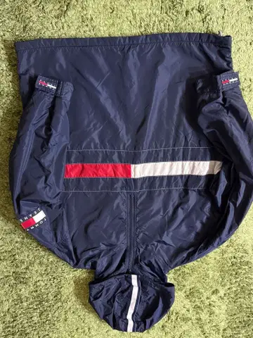 Tommy Jeans 네이비 나일론 아노락 후드티