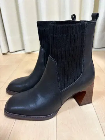 히미코 NICAL 블랙 숏부츠 가죽 니트