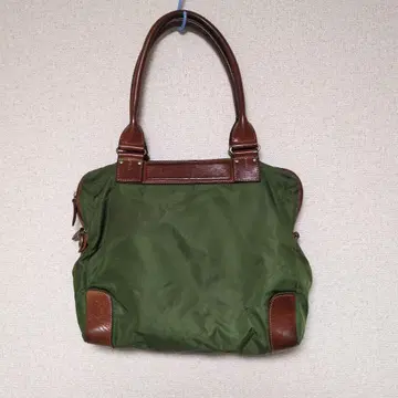 그린 나일론 가죽 토트백