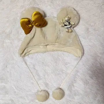 미니 마우스 팬캡 봉제 인형 포함 모자 크림 x 골드 라메