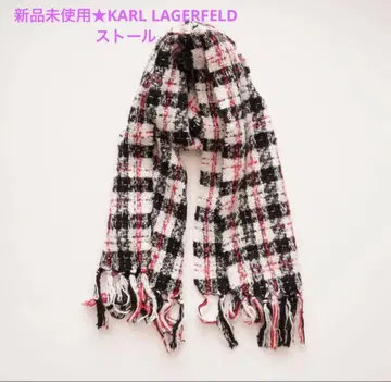 미사용 새상품 KARL LAGERFELD 스톨 체크 블랙 화이트