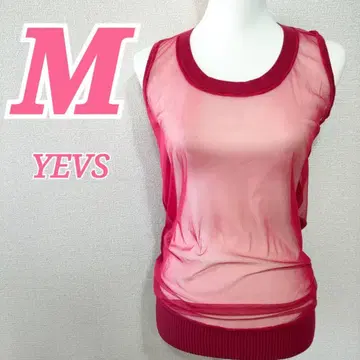 YEVS M 레드 슬리브리스 니트 비침 걸리시 예쁜 코디