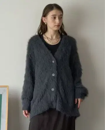 YECCA VECCA 샤기 롱 가디건