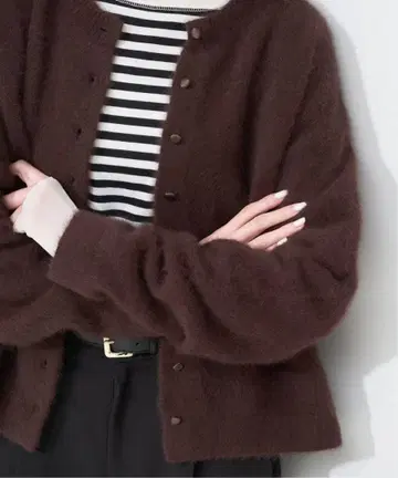 새상품급 SLOBE IENA 폭스 알파카 가디건 BR