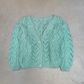 추정 L 시스루 짜임 케이블 니트 가디건 여성용 드롭 숄더