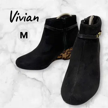 Vivian 숏부츠 부츠 레오파드 무늬 M