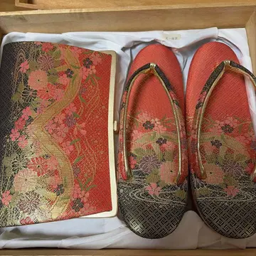 조리 일본 의류 신발 빨간색과 블랙 꽃무늬 백 포함