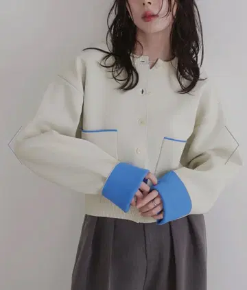 LIAN 바이컬러 니트 가디건