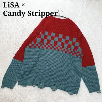 LiSA x Candy Stripper 바이컬러 빅 실루엣 니트