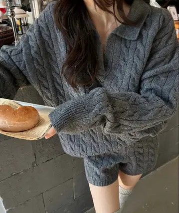 니트 숏팬츠 셋업