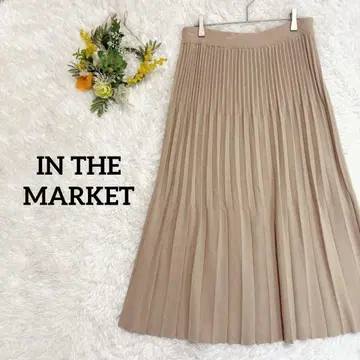 [인 더 마켓] 하자품 니트 플리츠 스커트 허리밴딩 베이지 고급