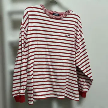nautica 빨간색과 화이트 보더 긴팔 티셔츠