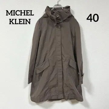 MICHEL KLEIN 후드 수납 가능 모즈 코트 카키 단추식