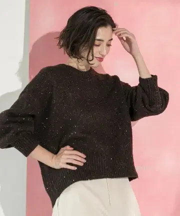 OPAQUE.CLIP 스팽글 라메 미들 게이지 니트