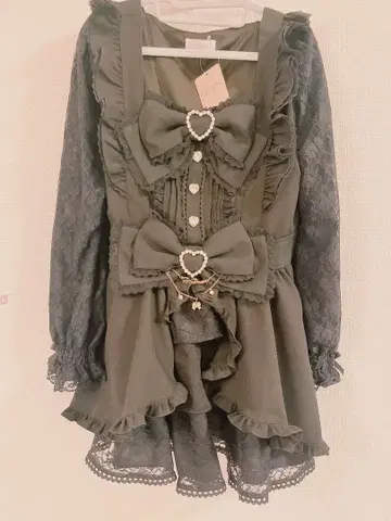 LIZLISA 프론트 카슈쿨 BIG 리본 셋업 긴팔 블랙