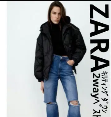 ZARA 2way 퀼팅 다운 자켓 블랙