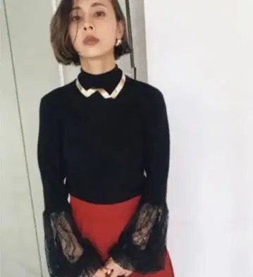 Ameri VINTAGE 레이스 벨 니트 SEE THROUGH BELL