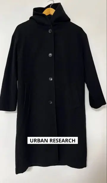 URBAN RESEARCH 후드 부착 블랙 롱 코트 FREE 사이즈
