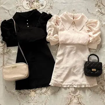 meltie 시어 체크 솔베 셋업 아이보리