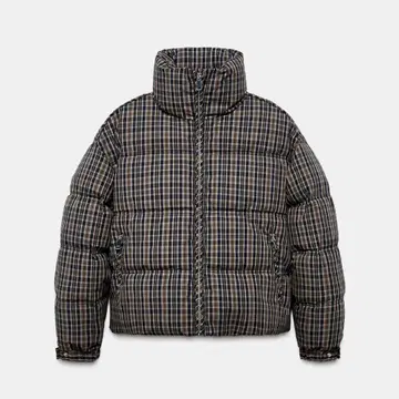 신상 ZARA 체크 무늬 퀼팅 아노락 XS