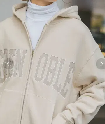 Spick&Span 로고 쭈리 지퍼 후드티 베이지