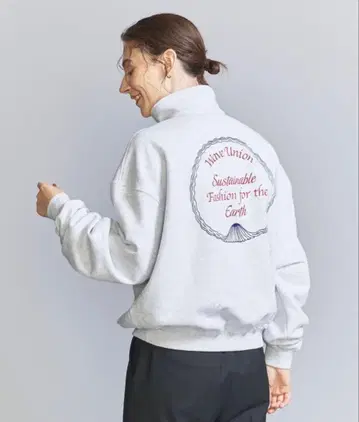 BEAUTY&YOUTH 별주 Wave Union 하프 지퍼 맨투맨 그레이