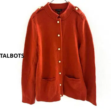 TALBOTS 골드 버튼 메리노울 니트 가디건 레드
