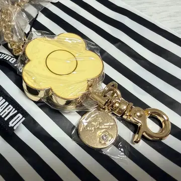 MARY QUANT 심플 데이지 릴 키링 골드 크림