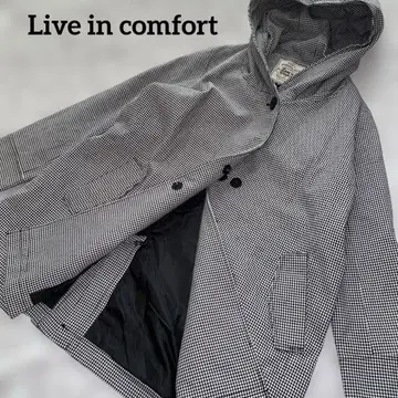 [새상품급] 리브인컴포트 하운드투스 체크 L 펠리시모 롱 코트 후드 코트