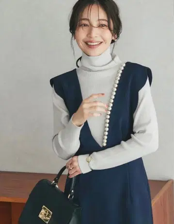 택 포함 새상품 더블 크로스 스캘럽 펄 쟝 드레스