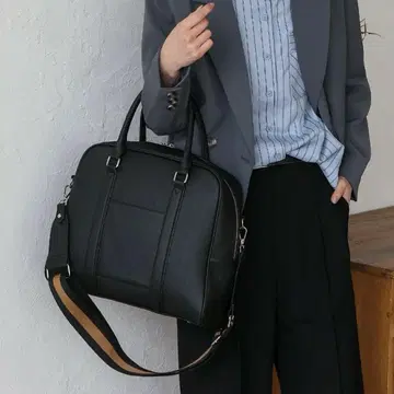 A4 수납 가능 천연 가죽 스퀘어 보스턴 백 2way