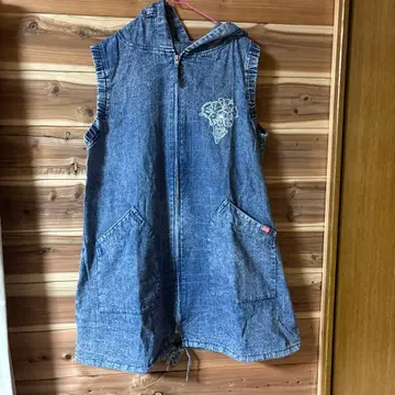 데님 후드 부착 베스트