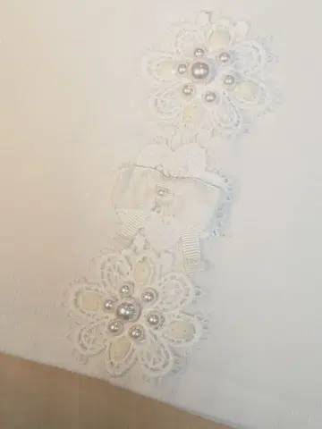 슈퍼 뷰티 미기모 스트레치 팬츠 40 플라워 모티브 화이트