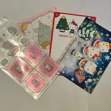헬로키티 크리스마스 카드와 라메 스티커 세트