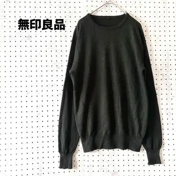 무인양품 울 니트 크루넥 베이직 긴팔 (L) 다크 그린 방한