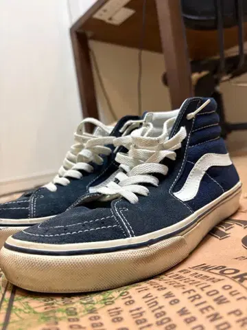 VANS SK8-HI 네이비 분위기 계열 스웨이드 캔버스 스케이트 보드화